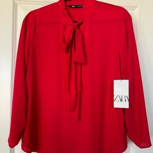 NWT Zara Bow Detail Blouse